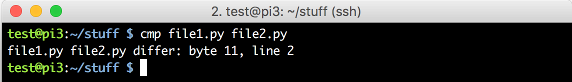 output of cmp file1.py file2.py command
